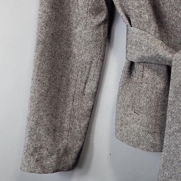 The Limited Gray Brown Wool Ruffle Collar Belted Blazer Jacket - Size Medium - Picture 8 of 13